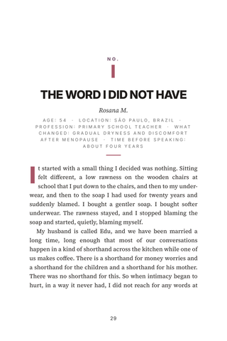 Sample page 1 from The Conversation Nobody Starts — a first-person Menopause & Intimacy story
