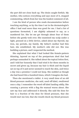 Sample page 2 from The Little Pill — a first-person Oral Minoxidil story