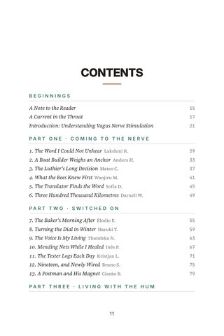 Contents page 1 of The Reset Nerve: the 50 Vagus Nerve Stimulation stories in this volume