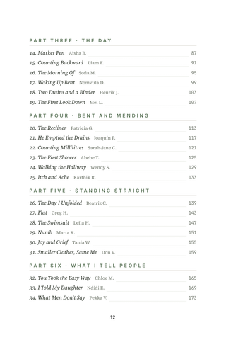 Contents page 2 of Tummy Tuck Transformations: the 50 Tummy Tuck (Abdominoplasty) stories in this volume