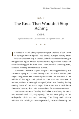 Sample page 1 from Unbreakable — a first-person Bone Cancer story