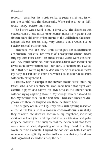 Sample page 5 from Unbreakable: Bone Cancer Survivor Stories