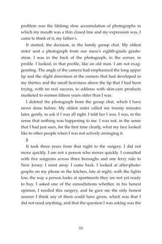 Sample page 2 from Upper Lip, Lifted Spirits — a first-person Lip Lift story