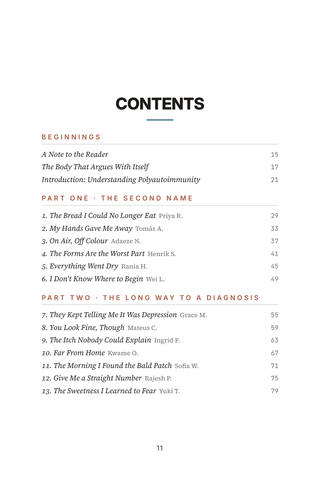 Contents page 1 of When One Becomes Many: the 50 Polyautoimmunity stories in this volume