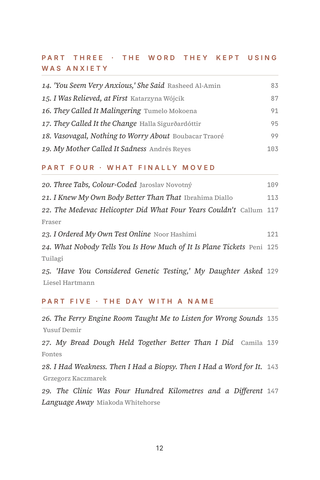 Contents page 2 of Years to an Answer: the 50 Undiagnosed Disease stories in this volume